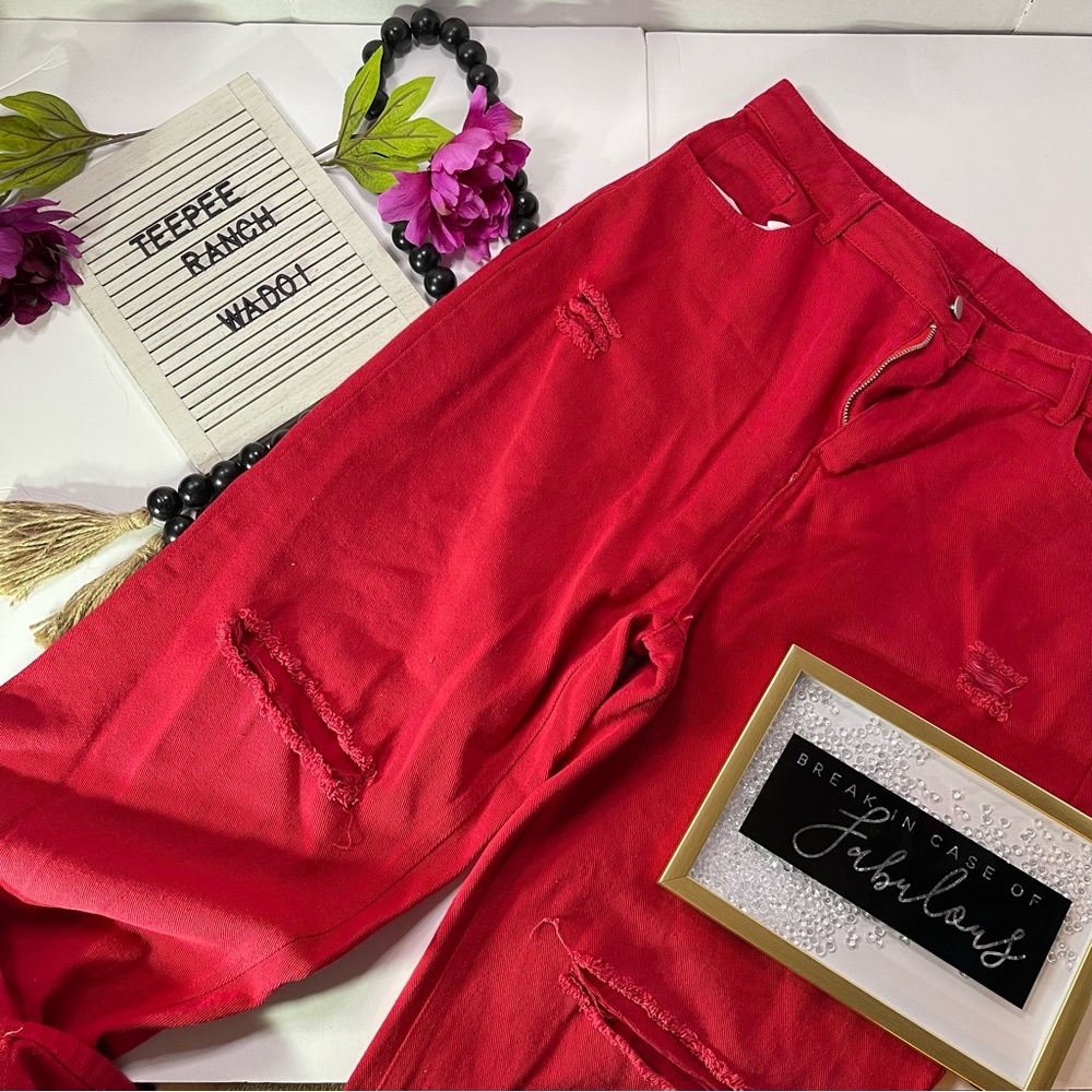 Boutique distressed Red denim xl 14/16 jeans '